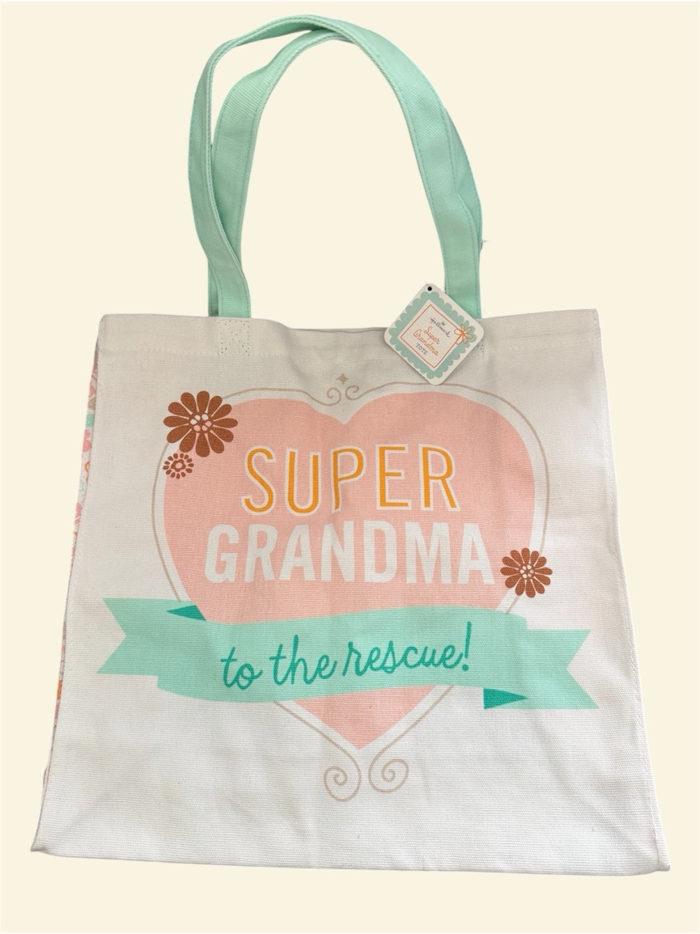 Super Grandma to the Rescue Canvas Tote Bag ~ NWT